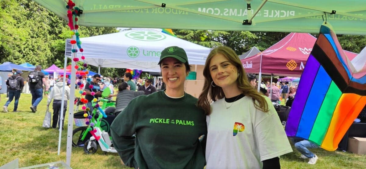 pride tent with gina and robyn