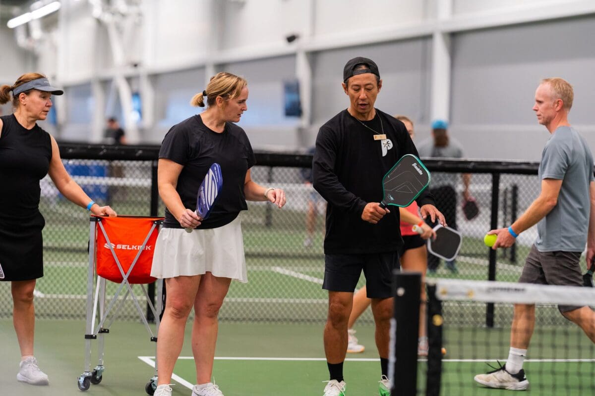 AJ coaching at grand opening
