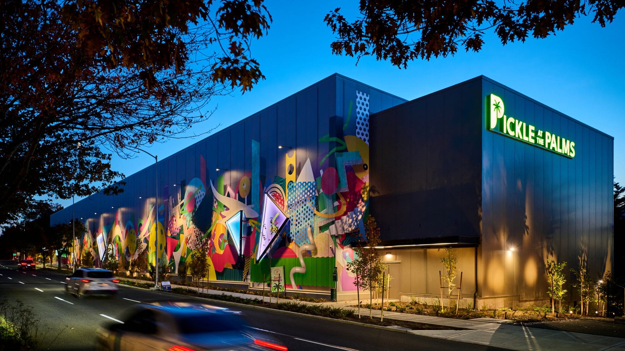 Palms building exterior twilight lower res